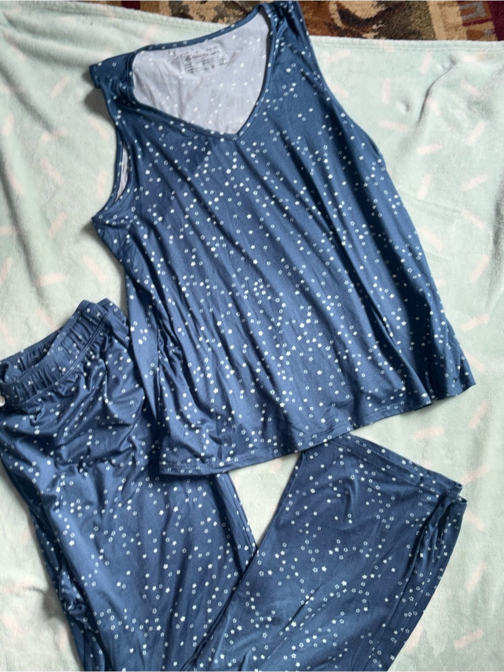 Eddie Bauer Blue Polka Dot Tank & Pajama Pants Set
